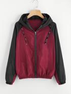 Romwe Raglan Sleeve Color Block Jacket