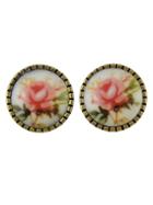 Romwe Rose Flower Shape Stud Earrings