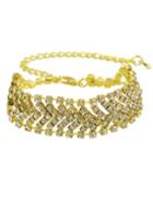 Romwe Gold Elegant Wide Rhinestone Bracelet