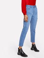 Romwe Cut And Sew High Waist Jeans