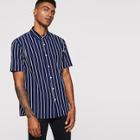 Romwe Guys Vertical-stripe Buttoned Shirt