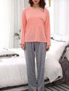 Romwe Drop Shoulder Marled Tee & Pants Pj Set