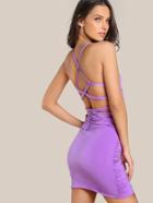 Romwe Caged Back Ruched Overlap Dress