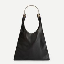 Romwe Plain Tote Bag With Metal Handle