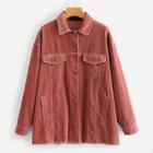 Romwe Raw Hem Corduroy Jacket