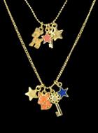 Romwe Gold Star Key Double Layels Necklace