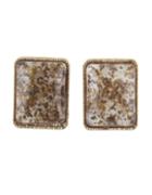 Romwe White Amber Style Square Shape Small Statement Stud Earrings