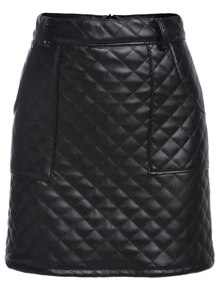 Romwe Diamondback Pu Skinny Skirt
