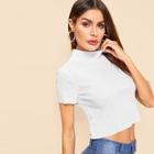 Romwe High Neck Skinny Tee