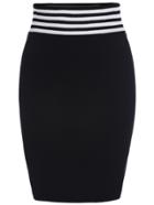 Romwe Striped Waist Knit Black Skirt