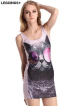 Romwe Romwe Cool Galaxy Cat Print Sleeveless Tank Dress