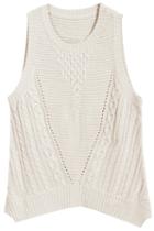 Romwe Sleeveless Cable Knit White Sweater