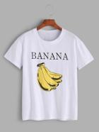 Romwe White Banana Print  Casual T-shirt
