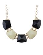 Romwe Beigeblack Acrylic Stone Collar Necklace