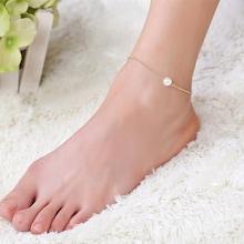 Romwe Faux Pearl Detail Chain Anklet