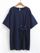 Romwe Bell Sleeve Bow Tie Dress