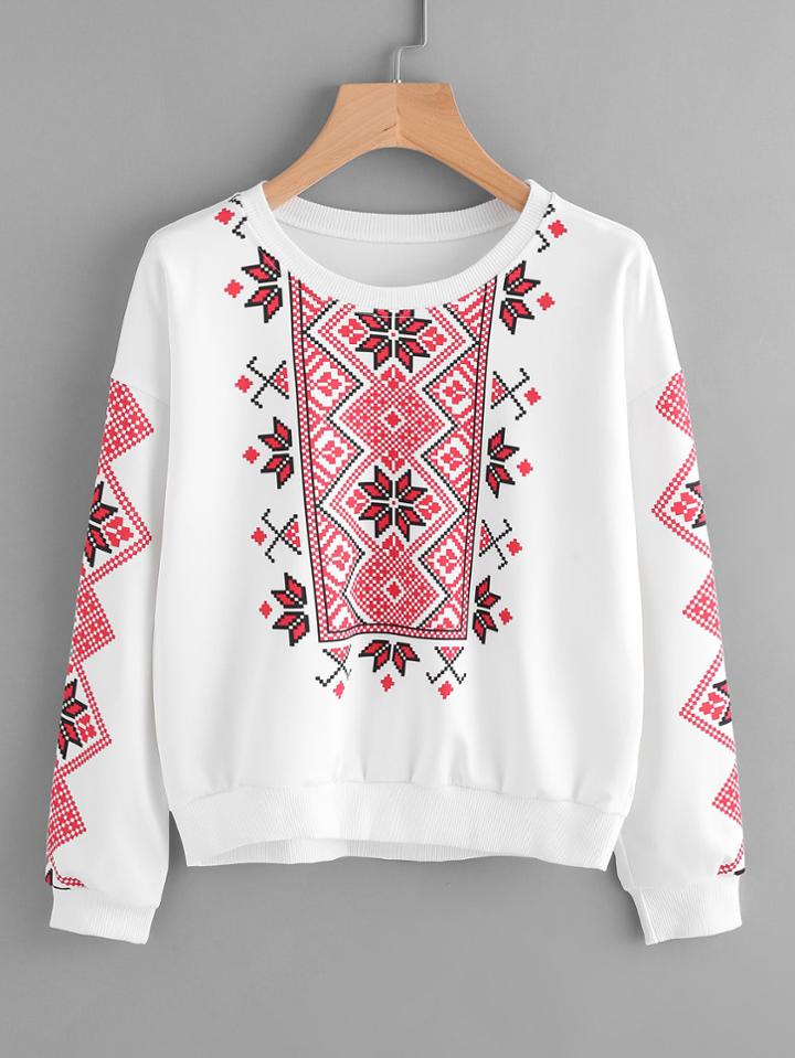 Romwe Geo Print Sweatshirt