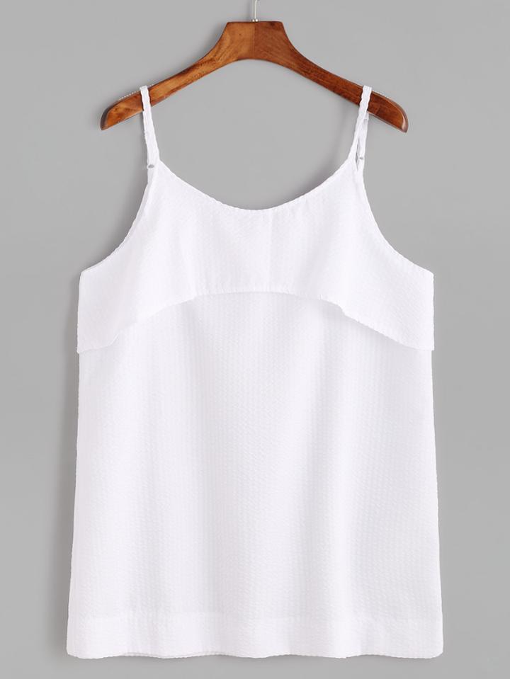 Romwe White Spaghetti Strap Layered Cami Top