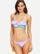 Romwe Ruffled Ombre Bikini Set
