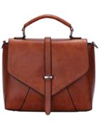 Romwe Brown Magnetic Flap Over Tote Bag