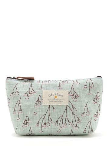 Romwe Plant Print Zipper Makeup Bag
