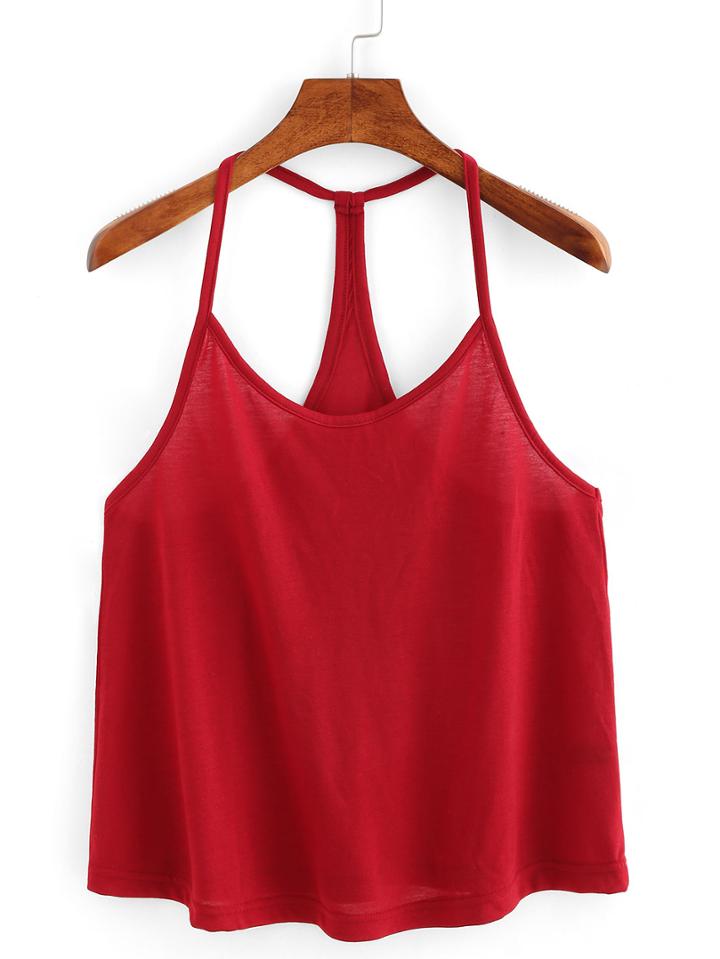 Romwe Racerback Plain Cami Top