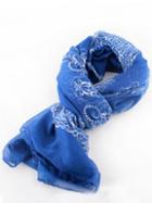 Romwe Blue Floral Silk Scarves