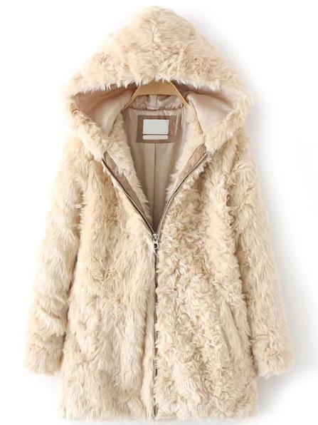 Romwe Hooded Long Sleeve Zipper Warm Coat