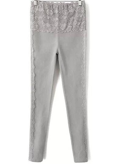 Romwe Lace Slim Grey Legging
