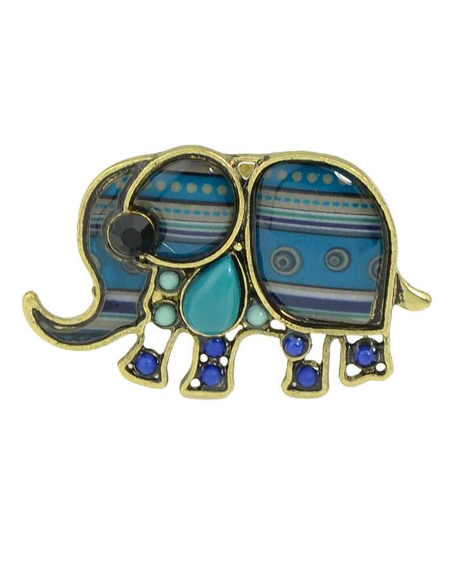 Romwe Green Enamel Elephant Animal Rings