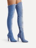 Romwe Ripped Design Stiletto Denim Boots