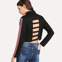 Romwe Ladder Cutout Back Tee