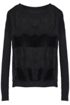 Romwe Lace Insert Contrast Black Panel Top