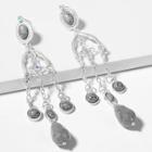 Romwe Marble Pattern Detail Chain Drop Earrings