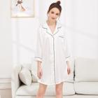 Romwe Contrast Binding Satin Shirt Dress