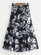 Romwe Pleated Detail Floral Skirt