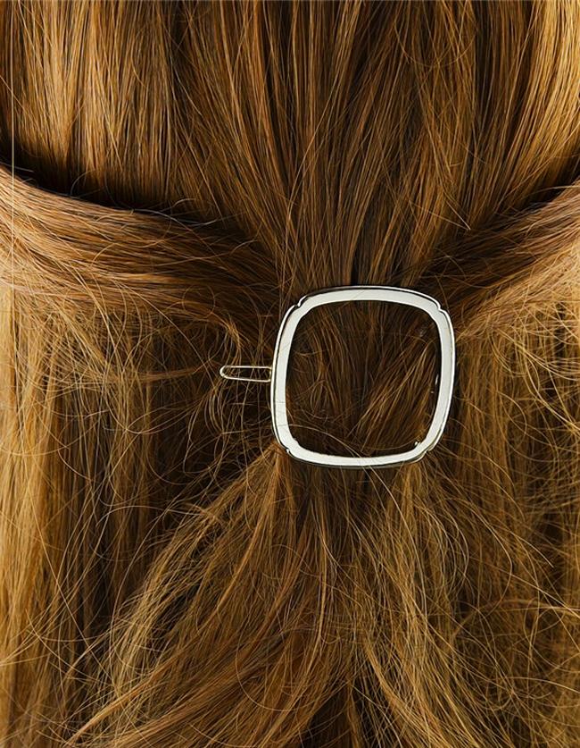 Romwe Silver Plated Square Hair Clips
