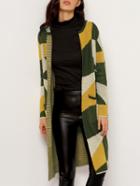 Romwe Long Sleeve Geometric Print Coat