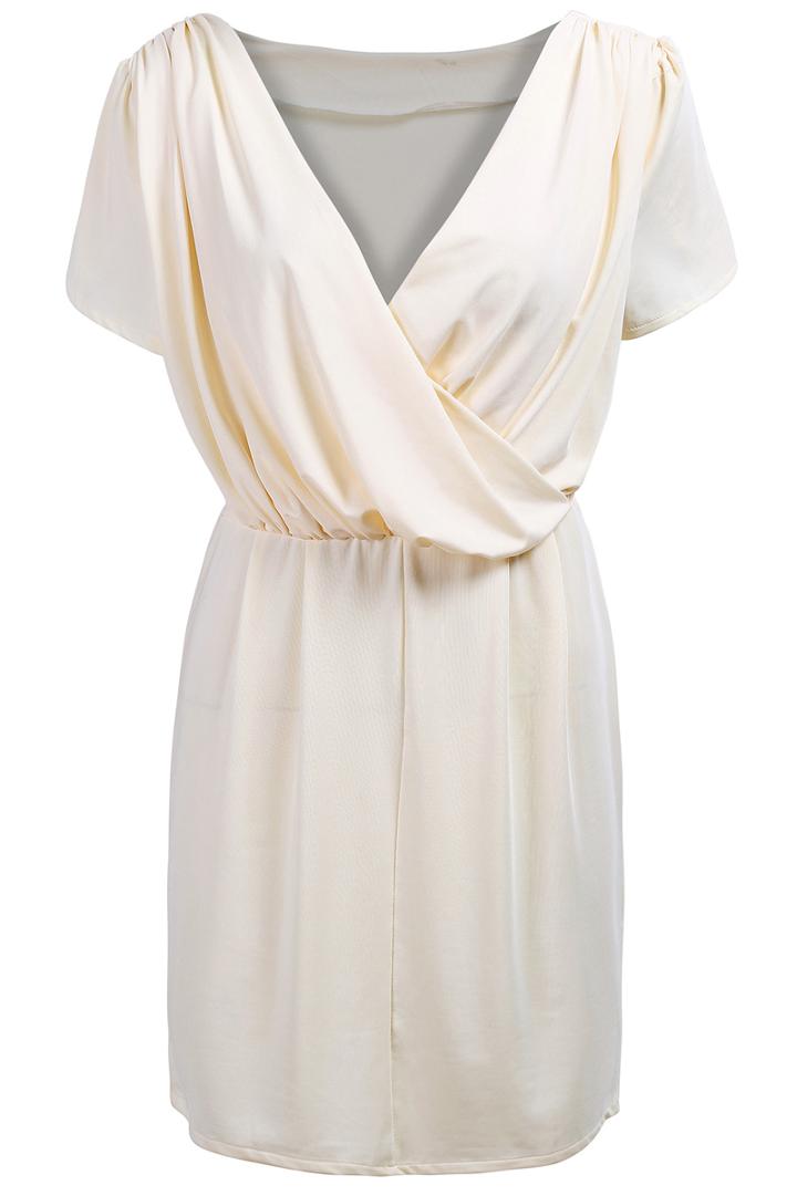 Romwe V Neck Pleated Dress