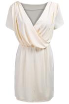 Romwe V Neck Pleated Dress