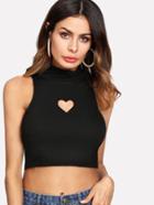 Romwe Heart Cutout Crop Top