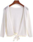 Romwe Hollow With Knotted White Cardigan