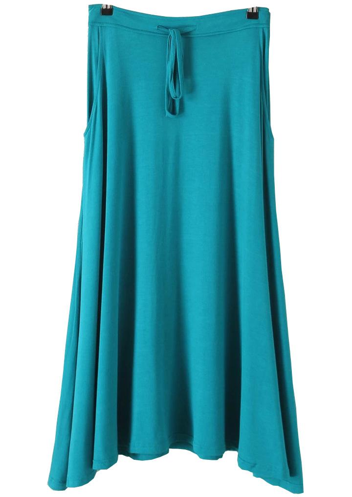 Romwe Drawstring Waist Pockets Modal Blue Skirt