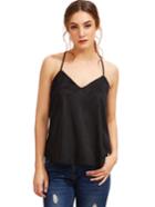 Romwe Black Spaghetti Strap Tank Top