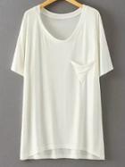 Romwe White Short Sleeve Triangle Pocket Modal T-shirt