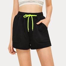 Romwe Neon Drawstring Track Shorts