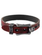 Romwe Red Pu Leather Skull Bracelet