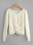 Romwe V-neckline Twist Front Sweater