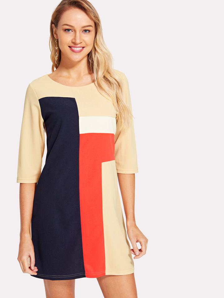 Romwe Cut And Sew Tunic Dress