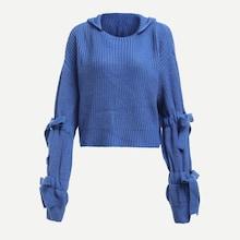 Romwe Knotted Sleeve Hooded Sweater